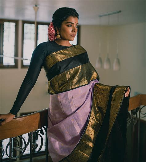 Buy Lavender Kanchipuram Silk Saree