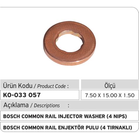 F00VC17503 Bosch Common Rail 4 Tırnaklı Enjektör Pulu (7.50x15.00x1.50 mm)