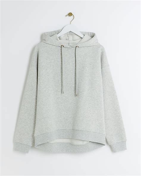 Grey Plain Hoodie River Island