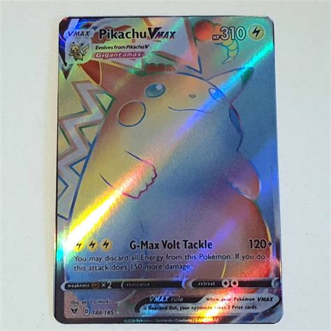 Rainbow Pikachu Vmax Holo Custom Made Pokemon Card Etsy