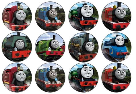 Thomas The Tank Engine Theme Edible Wafer Cup Cake Toppers Standing Or