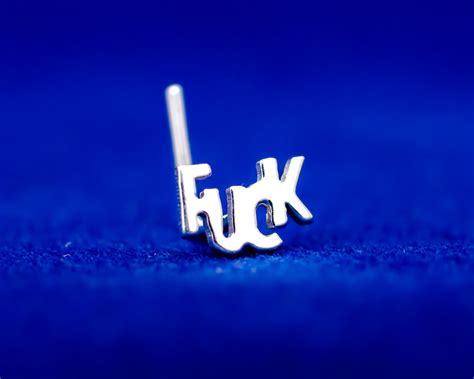 FUCK Nose Stud Tiny Hand Finished Sterling Silver Letters Special Gift Fuck Nose Ring Nose