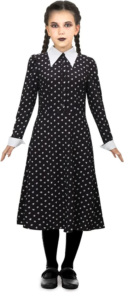 Wednesday Addams Girls Costume Long Sleeve Dress Xl Ebay