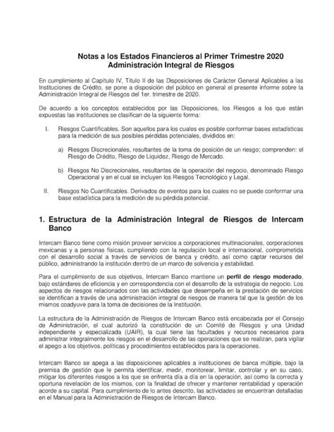 Pdf Notas A Los Estados Financieros Al Primer Trimestre