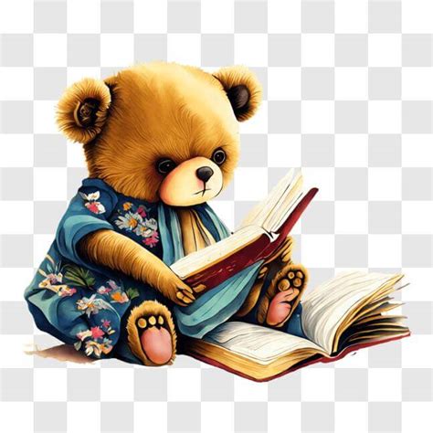 Download Teddy Bear Reading Book Png Online Creative Fabrica