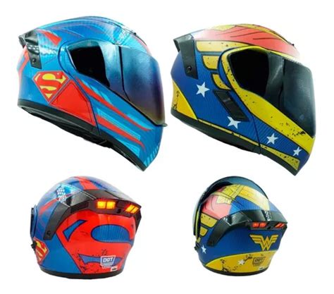 Casco Kov Abatible Luz Led Dc Comics Original Dot Regalo