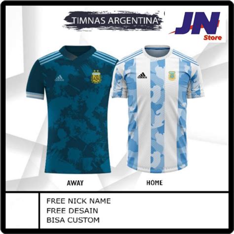 Jual Baju Kaos Jersey Bola Timnas Argentina Home Away Terbaru Free