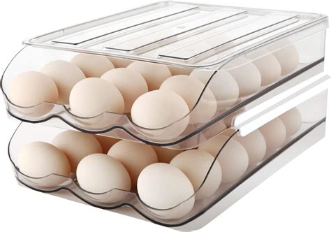 Amazon Egg Holder For Fridge Automatic Rolling Egg Container For