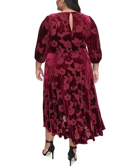 Calvin Klein Plus Size Burnout Velvet Faux Wrap Dress Macys