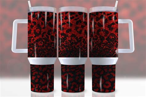 Black And Red Leopard Print Custom Stanley Quencher 40oz Stainless