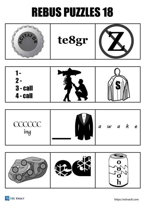 216 Free Printable Rebus Puzzles ESL Vault Rebus Puzzles Word