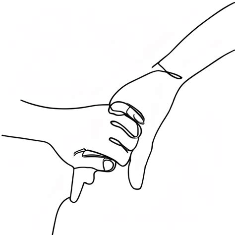 Minimalist One Line Art Drawing Of Man And Woman Holding Hands