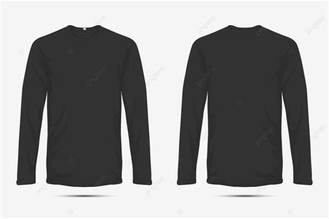ilustrasi mockup kaos lengan panjang hitam tampak depan  belakang
