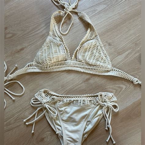 Robin Piccone Swim Robin Piccone Cream Crochet Bikini Set Poshmark