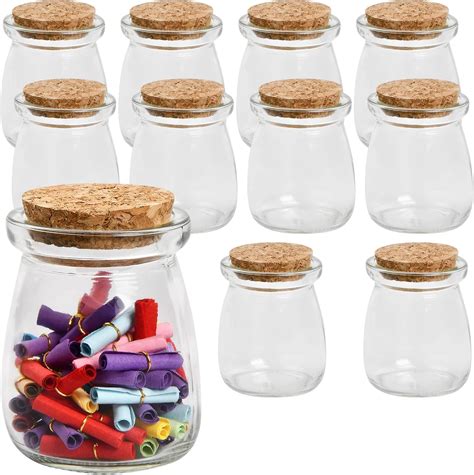 10 Pack 100ml Glass Favor Jars With Cork Lids Small Glass Pudding Cup