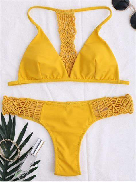 [25 Off] 2021 T Back Braided Bikini Set In Yellow Zaful