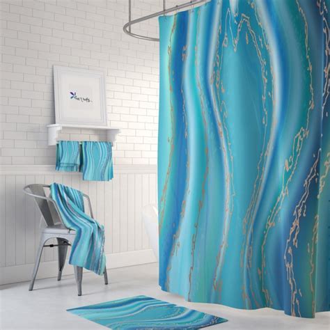 Teal Shower Curtain Etsy