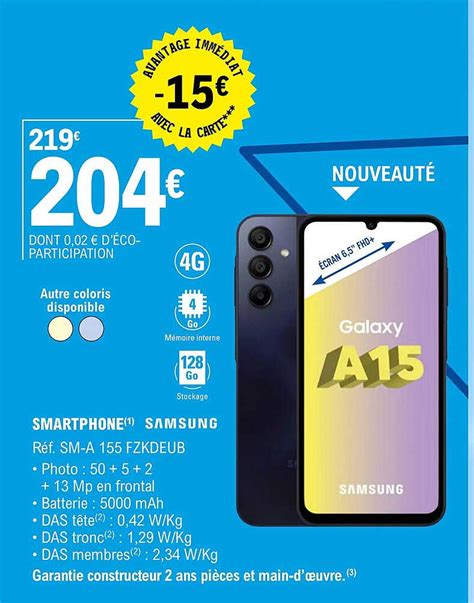 Promo Smartphone Samsung Sm A 155 Fzkdeub Chez E Leclerc ICatalogue Fr