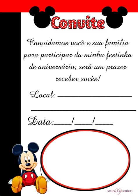 Convite Mickey Para Editar Convite Mickey Convite Aniversario Mickey