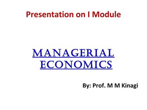 Managerial Economics Ppt