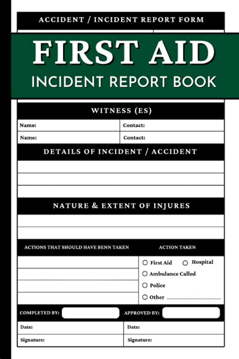 First Aid Incident Report Book A5 Customized Log Book To Track All