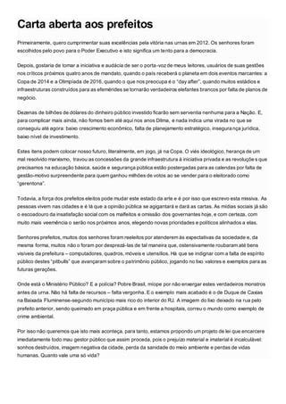 Carta Aberta Aos Prefeitos Pdf