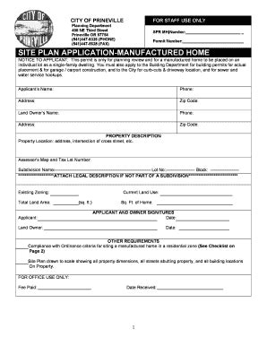 Fillable Online SITE PLAN APPLICATION MANUFACTURED HOME Fax Email Print