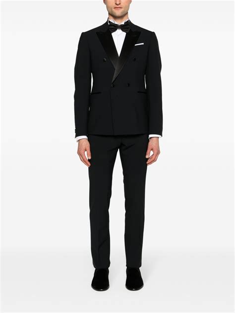 Emporio Armani Double Breasted Wool Suit Blue Farfetch Ca