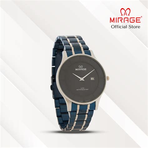 Jual Mirage Jam Tangan Pria Analog 2 Jarum 8670 M Navy Lis Silver