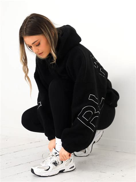 Buy Blakely Borg Isabel Oversized Black Hoodie Free Delivery On