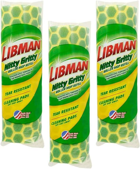 Libman Nitty Gritty Roller Mop Refills Green Yellow 3