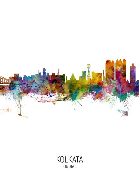 Displate Poster Watercolor Art Print Of The Skyline Of Calcutta