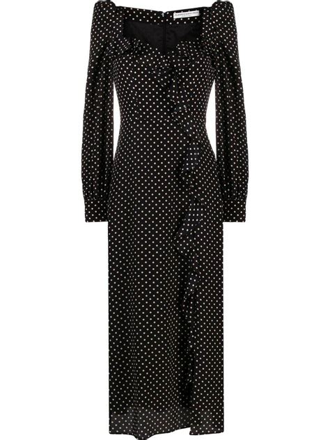 Alessandra Rich Long Polka Dot Silk Dress Alessandra Rich