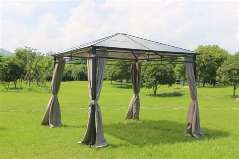 3x3m Alu Steel Pc Roof Gazebo With Side Panels Hardtop Permanent