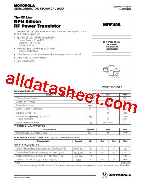 MRF426 Datasheet PDF Motorola Inc