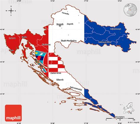 Flag Simple Map of Croatia, flag rotated