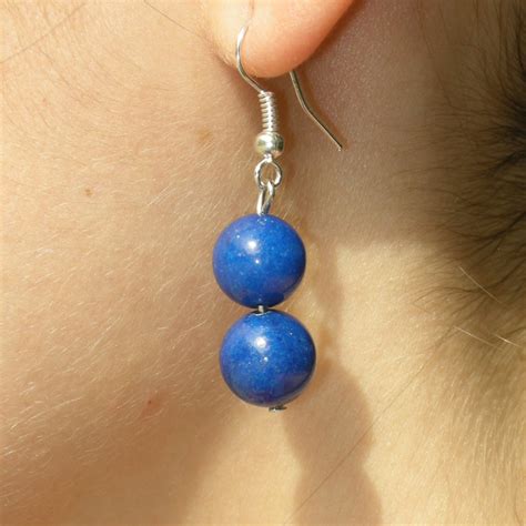 Boucles D Oreilles Lapis Lazuli Bijoux Femme En Pierres Semi