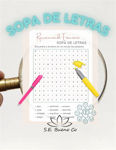 Sopa De Letras Reconociendo Emociones Word Search In Spanish Recognizing Emotions Etsy