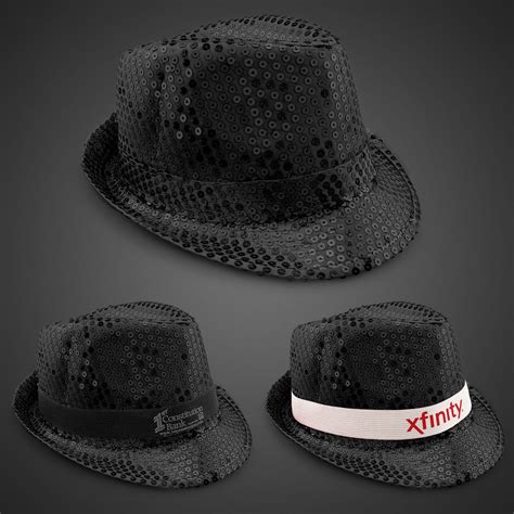 Black Sequin Fedora Hat Imprinted Bands Available Black Shop By Color