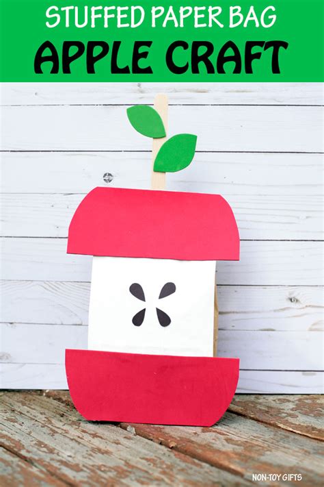 Stuffed Paper Bag Apple Easy Fall Craft For Kids