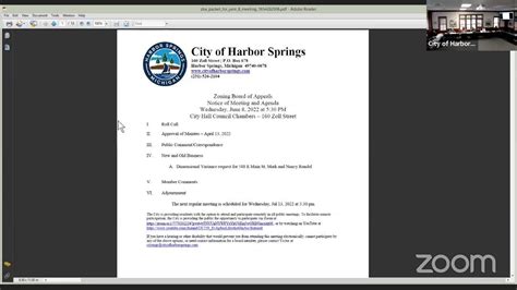 Harbor Springs Zoning Board June 8 2022 Youtube