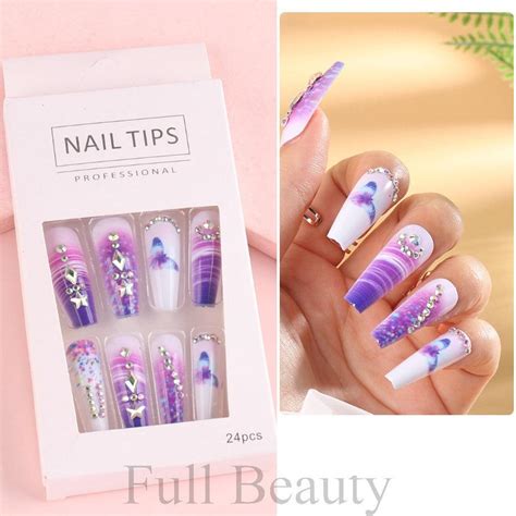 Buy 24pcs Detachable Ballerina False Nails Wearable Fake Nails Full