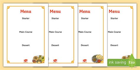 Indian Restaurant Role Play Menu Teacher Made Twinkl