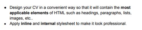 Solved - Design your CV in a convenient way so that it will | Chegg.com