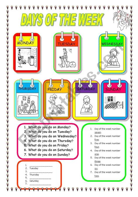 Days Of The Week ESL Worksheet By Allakoalla