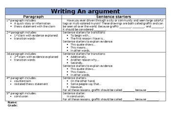 Argumentative Writing Graphic Organizer By Kelly Rolfe TPT