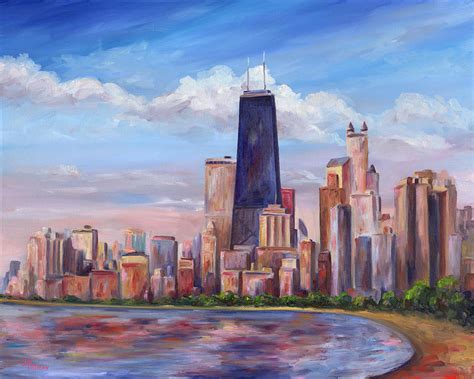 Chicago Skyline - John Hancock Tower Painting by Jeff Pittman