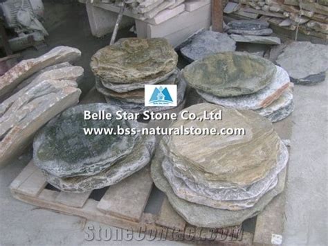 Oyster Split Face Quartzite Round Stepping Stones Silver Sunset