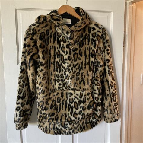 Amazing Faux Fur Animal print hoodie Perfect... - Depop