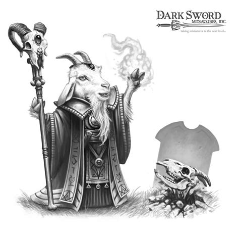 Goat Necromancer And Skeleton Dark Sword Miniatures